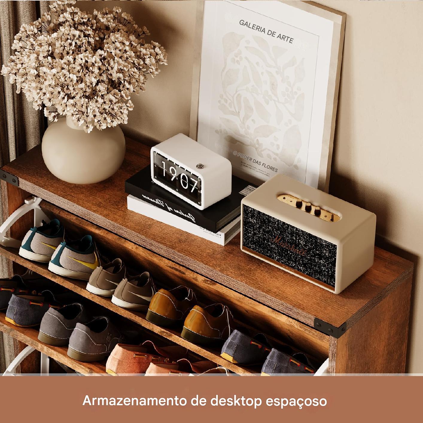 Armário de armazenamento de sapatos com 3 gavetas FILP para entrada + 1 Ano de Garantia