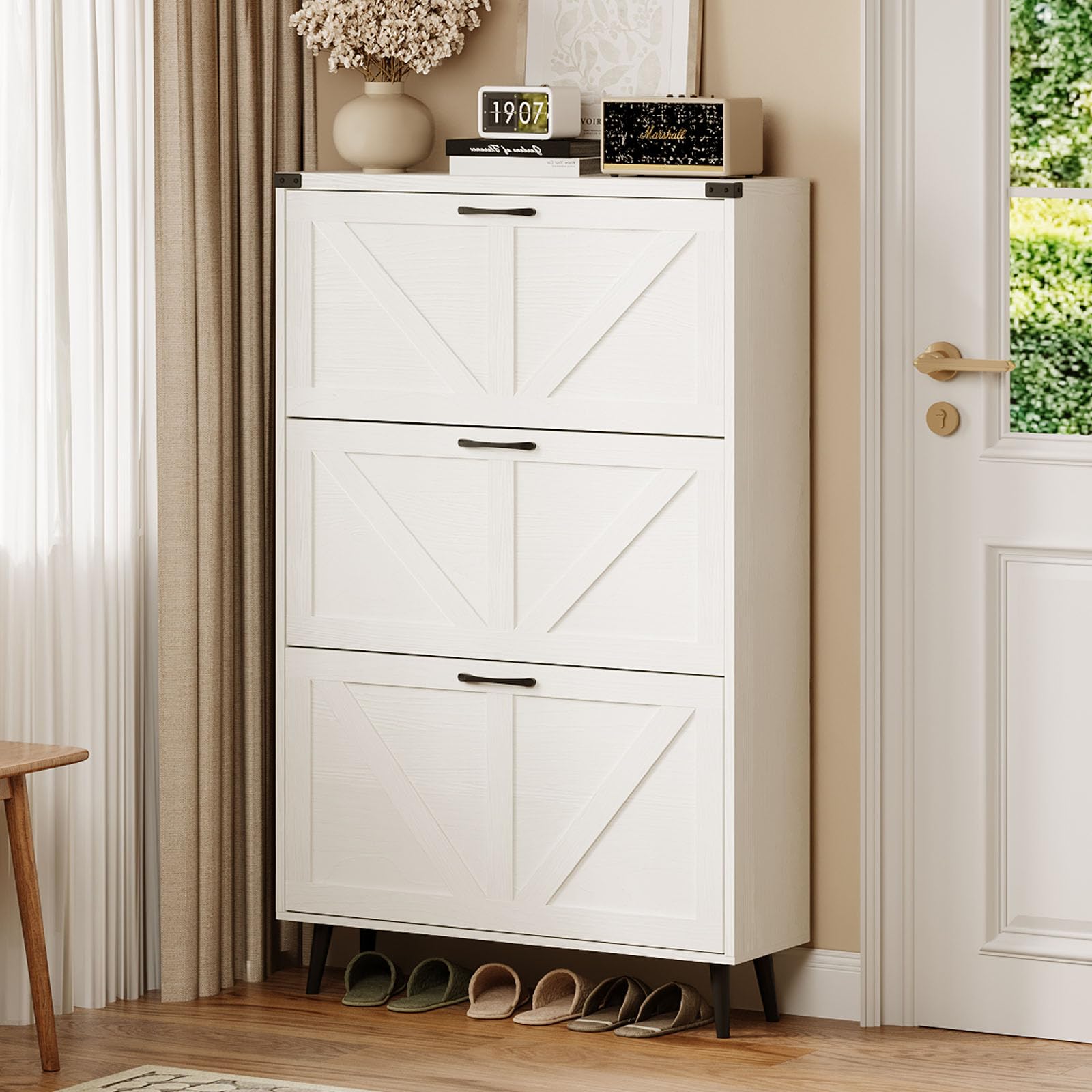 Armário de armazenamento de sapatos com 3 gavetas FILP para entrada + 1 Ano de Garantia